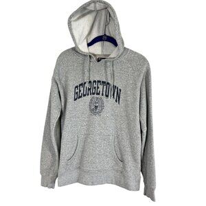 Georgetown Logo Pullover Hoodie Gray M Retro Neutral Hoyas Collegiate Bulldog